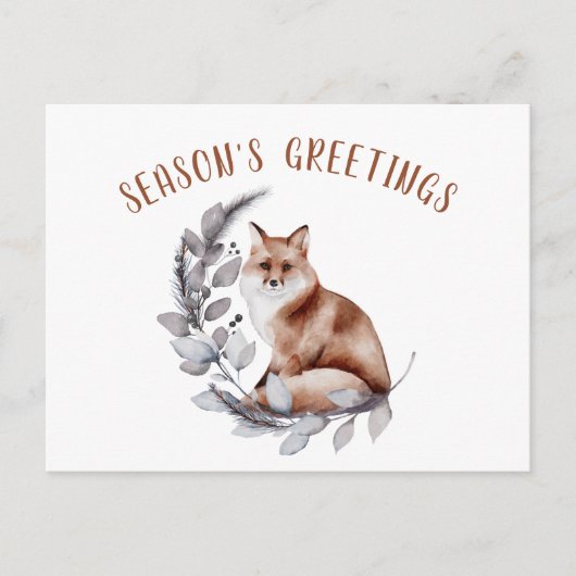 SeizoensGreetings Red Fox KerstGreenery Briefkaart (Voorkant)