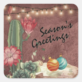 Seizoensgrietcactus en Succulents Kerstmis Vierkante Sticker