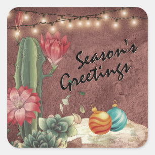 Seizoensgrietcactus en Succulents Kerstmis Vierkante Sticker