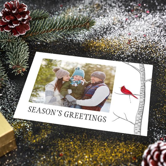 Seizoensgrietings Holiday Winter Red Kardinaal Feestdagenkaart