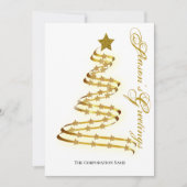 Seizoensgrietins Gold Tree Stars Abstract overzich Feestdagenkaart (Voorkant)