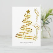 Seizoensgrietins Gold Tree Stars Abstract overzich Feestdagenkaart (Staand voorkant)