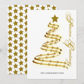 Seizoensgrietins Gold Tree Stars Abstract overzich Feestdagenkaart (Voorkant / Achterkant)