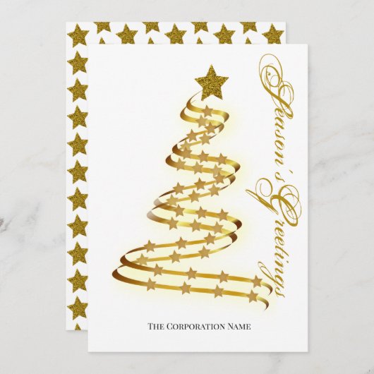 Seizoensgrietins Gold Tree Stars Abstract overzich Feestdagenkaart (Voorkant / Achterkant)