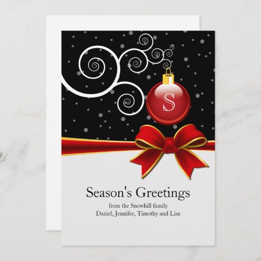 Seizoensgrietversierings- en lintkaart feestdagenkaart (Voorkant / Achterkant)