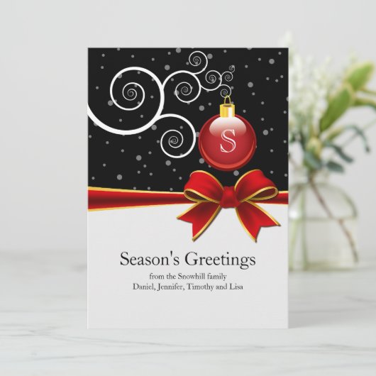 Seizoensgrietversierings- en lintkaart feestdagenkaart (Staand voorkant)