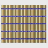 Seizoensgroen goud op blauw schroefpapier cadeaupapier (Vlak)