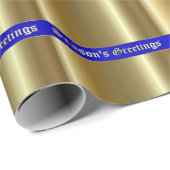 Seizoensgroen goud op blauw schroefpapier cadeaupapier (Rol Hoek)