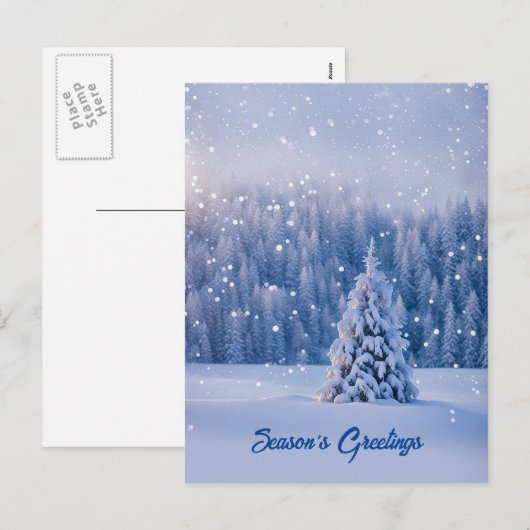 Seizoensgroet Kerstboom Sneeuw Feestdagenkaart (Voorkant / Achterkant)