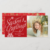 Seizoensgroet Script Rode Feestdagen Fotokaart Feestdagenkaart (Voorkant / Achterkant)