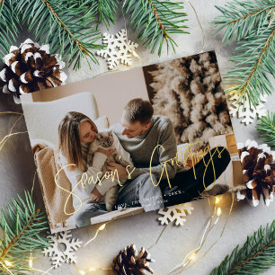 "Seizoensgroeten" Aangepaste kerstfoto Folie Feestdagenkaart