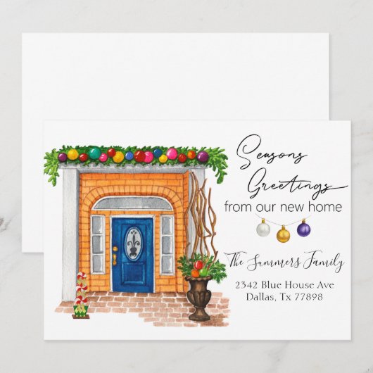 Seizoensgroeten Aankondiging van verhuizing naar n (Voorkant / Achterkant)