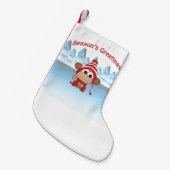 Seizoensgroeten. aap kleine kerstsok (Voorkant (Hangend))