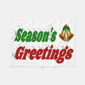 Seizoensgroeten Bells Kerst typografie Fleece Deken (Voorkant (Horizontaal))