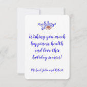 Seizoensgroeten Blauw Roos Gold kerstboom Bedankkaart (Achterkant)