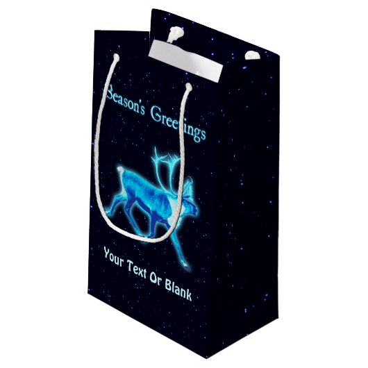 Seizoensgroeten - Blauwe Caraïben (rendieren) Klein Cadeauzakje (Achterkant Gekanteld)