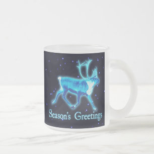 Seizoensgroeten - Blauwe Caraïben (rendieren) Matglas Koffiemok