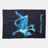 Seizoensgroeten - Blauwe Caraïben (rendieren) Theedoek (Horizontaal)