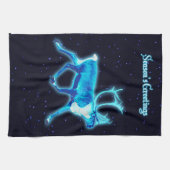 Seizoensgroeten - Blauwe Caraïben (rendieren) Theedoek (Horizontaal)