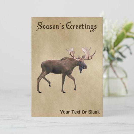 Seizoensgroeten - Bull Moose op oud papier (Staand voorkant)