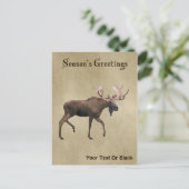 Seizoensgroeten - Bull Moose op oud papier Briefkaart (Staand voorkant)