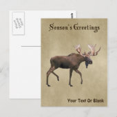 Seizoensgroeten - Bull Moose op oud papier Briefkaart (Voorkant / Achterkant)