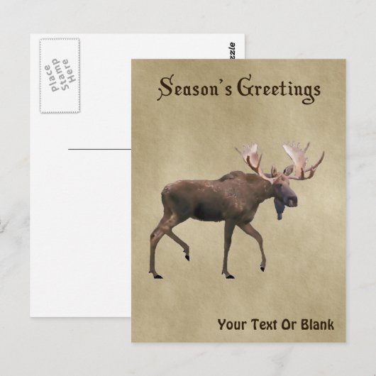 Seizoensgroeten - Bull Moose op oud papier Briefkaart (Voorkant / Achterkant)