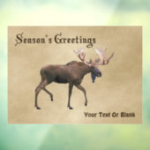 Seizoensgroeten - Bull Moose op oud papier Raamsticker (Vel 3)