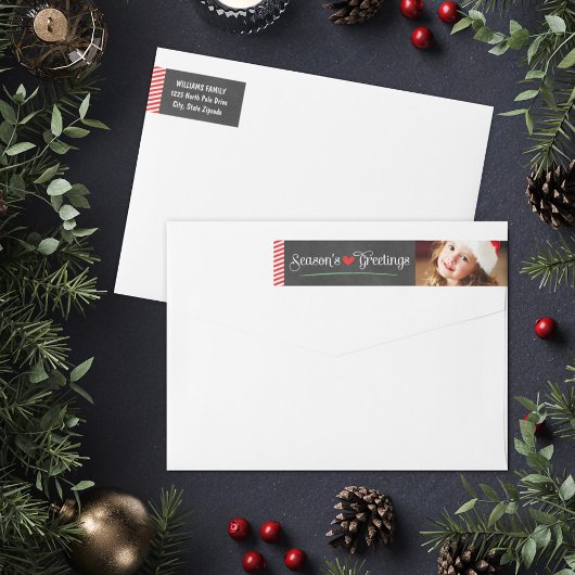 Seizoensgroeten Chalkboard Photo Return Address