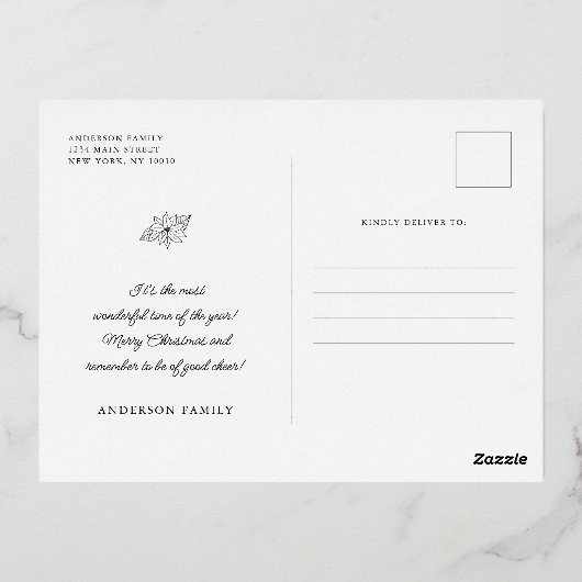 Seizoensgroeten Classic Gold Lijst Folie Feestdagen Briefkaart (Achterkant)