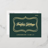 Seizoensgroeten Classic Gold Lijst Folie Feestdagen Briefkaart (Voorkant / Achterkant)