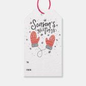 Seizoensgroeten Cute Red Mittens Cadeaulabel (Voorkant)