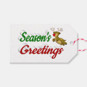 Seizoensgroeten die met Kerstmis in het rendiertje Cadeaulabel (Voorkant (Horizontaal))