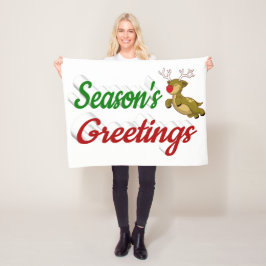 Seizoensgroeten die met Kerstmis in het rendiertje Fleece Deken