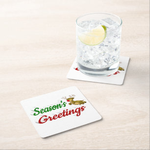 Seizoensgroeten die met Kerstmis in het rendiertje Kartonnen Onderzetters