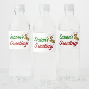 Seizoensgroeten die met Kerstmis in het rendiertje Waterfles Etiket