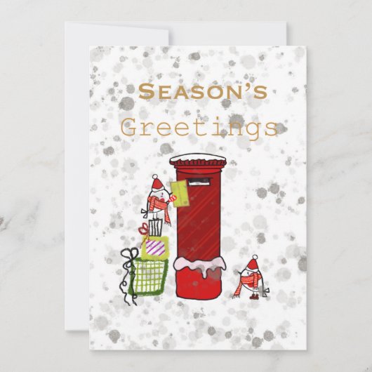 Seizoensgroeten Doodle kaart Roodborstje Rode Brie (Voorkant)