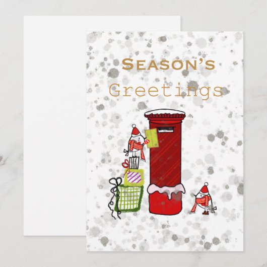 Seizoensgroeten Doodle kaart Roodborstje Rode Brie (Voorkant / Achterkant)