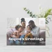 Seizoensgroeten | Eenvoudige Boho-foto-overlay Feestdagenkaart (Staand voorkant)