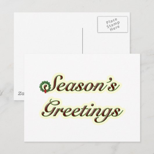 Seizoensgroeten Eenvoudige Tekst met Krans Feestdagenkaart (Voorkant / Achterkant)