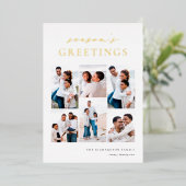 Seizoensgroeten Elegant 6 Foto Collage Folie Feestdagenkaart (Staand Voorkant)