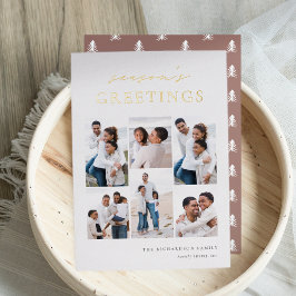 Seizoensgroeten Elegant 6 Foto Collage Folie Feestdagenkaart