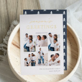 Seizoensgroeten Elegant 6 Foto Collage Folie Feestdagenkaart