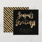 Seizoensgroeten Elegant Black Gold Script Chic Feestdagenkaart (Voorkant / Achterkant)