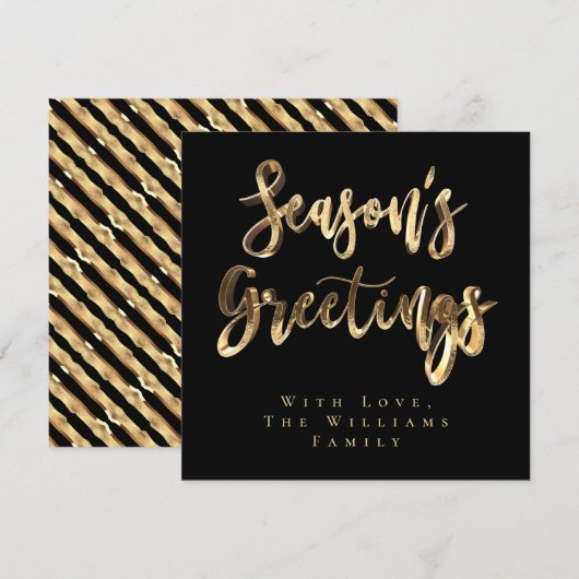 Seizoensgroeten Elegant Black Gold Script Chic Feestdagenkaart (Voorkant / Achterkant)