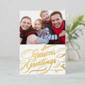 Seizoensgroeten Elegant Calligrafie Foto Folie Feestdagenkaart (Staand Voorkant)
