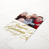 Seizoensgroeten Elegant Calligrafie Foto Folie Feestdagenkaart (Gedraaid)