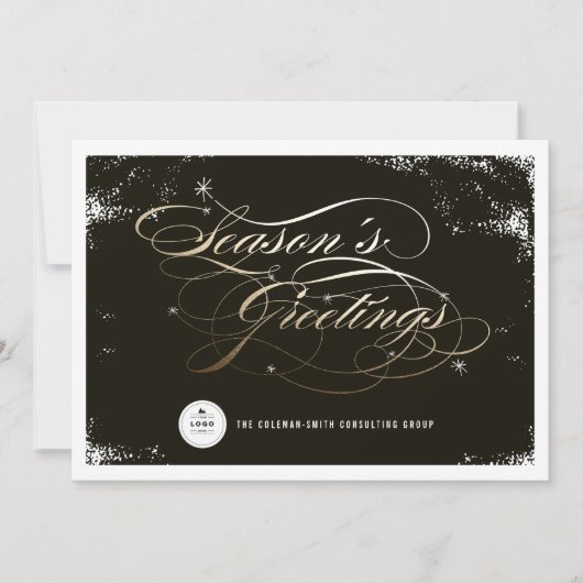 Seizoensgroeten Elegant Gold Script Business Feestdagenkaart (Voorkant)