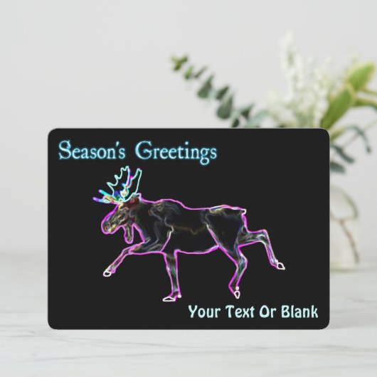 Seizoensgroeten - Elektrische Moose Feestdagenkaart (Staand voorkant)