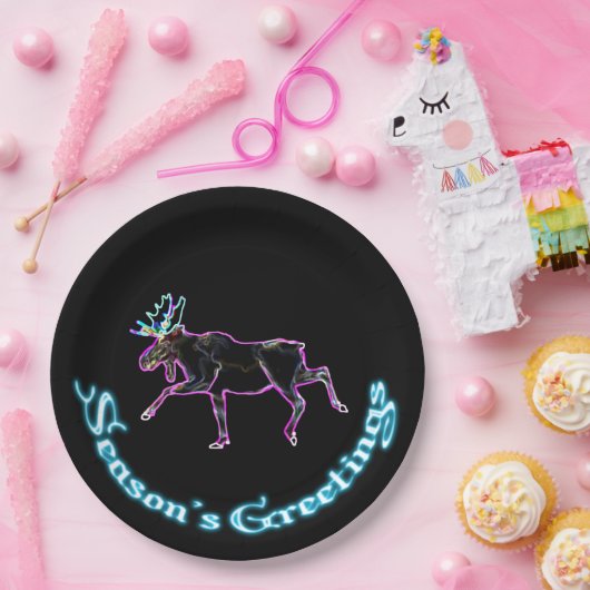 Seizoensgroeten - Elektrische Moose Papieren Bordje (Feest)